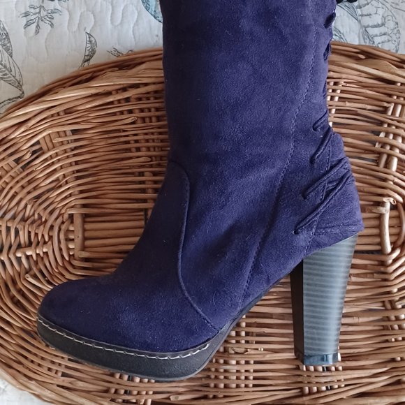 Purple Knee-high faux suede purple high heel boots size 6.5 - Picture 5 of 6